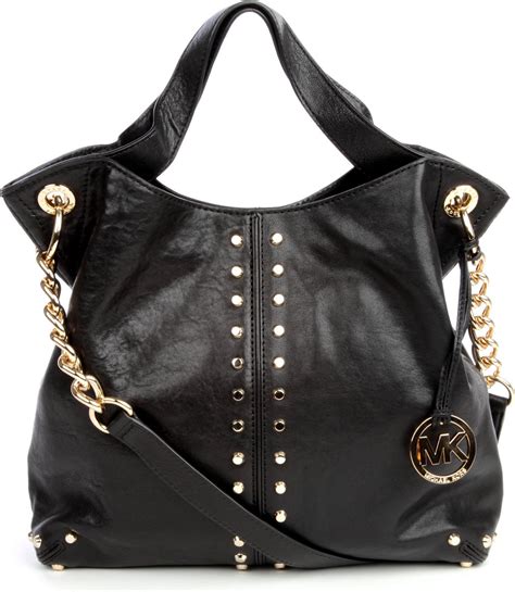 black michael kors handbag with gold studs|michael kors uptown astor bag.